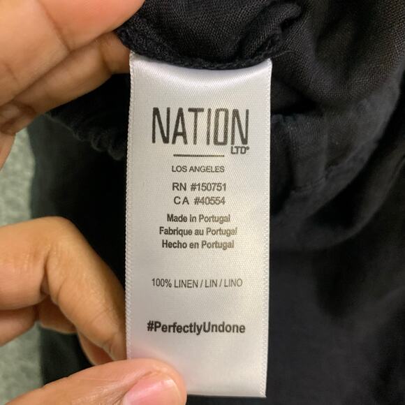 NATION LTD Los Angeles 100%‎ Linen Pants Black  Waist Wide Leg Women’s XS - Picture 10 of 11